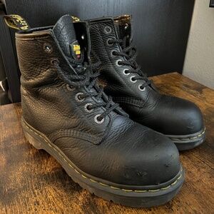 Doc Martens Industrial Steel Toe Lace Up Leather Boots - Size 7